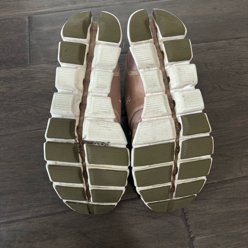 On Running Women's Athletic Shoes in Pink and Olive - Picture 6 of 8